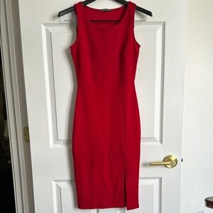 NWOT Elegant Red Sleeveless Midi Fitted Dress